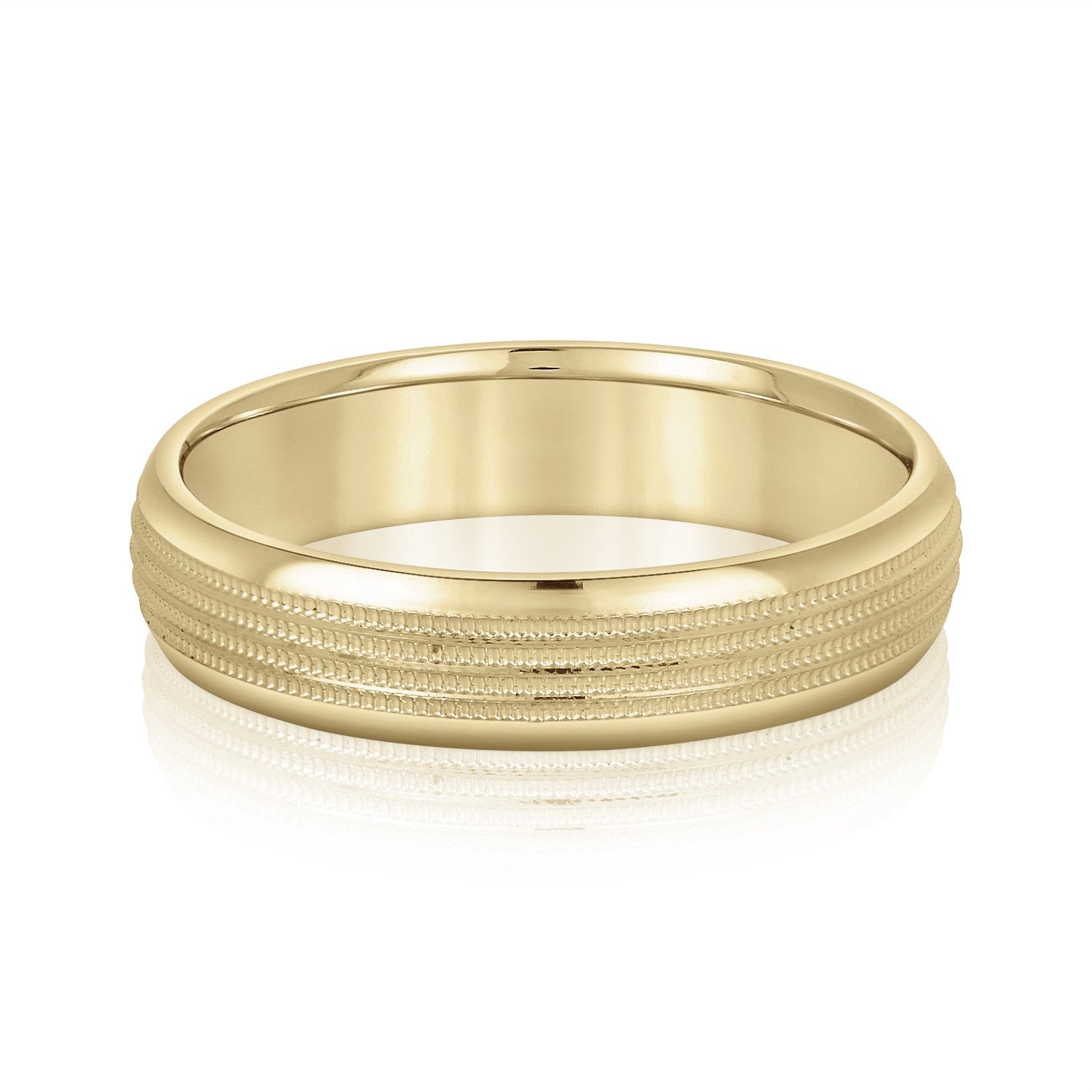 Bold Men's 5mm-8mm Milgrain Edge Gold Band Elegant