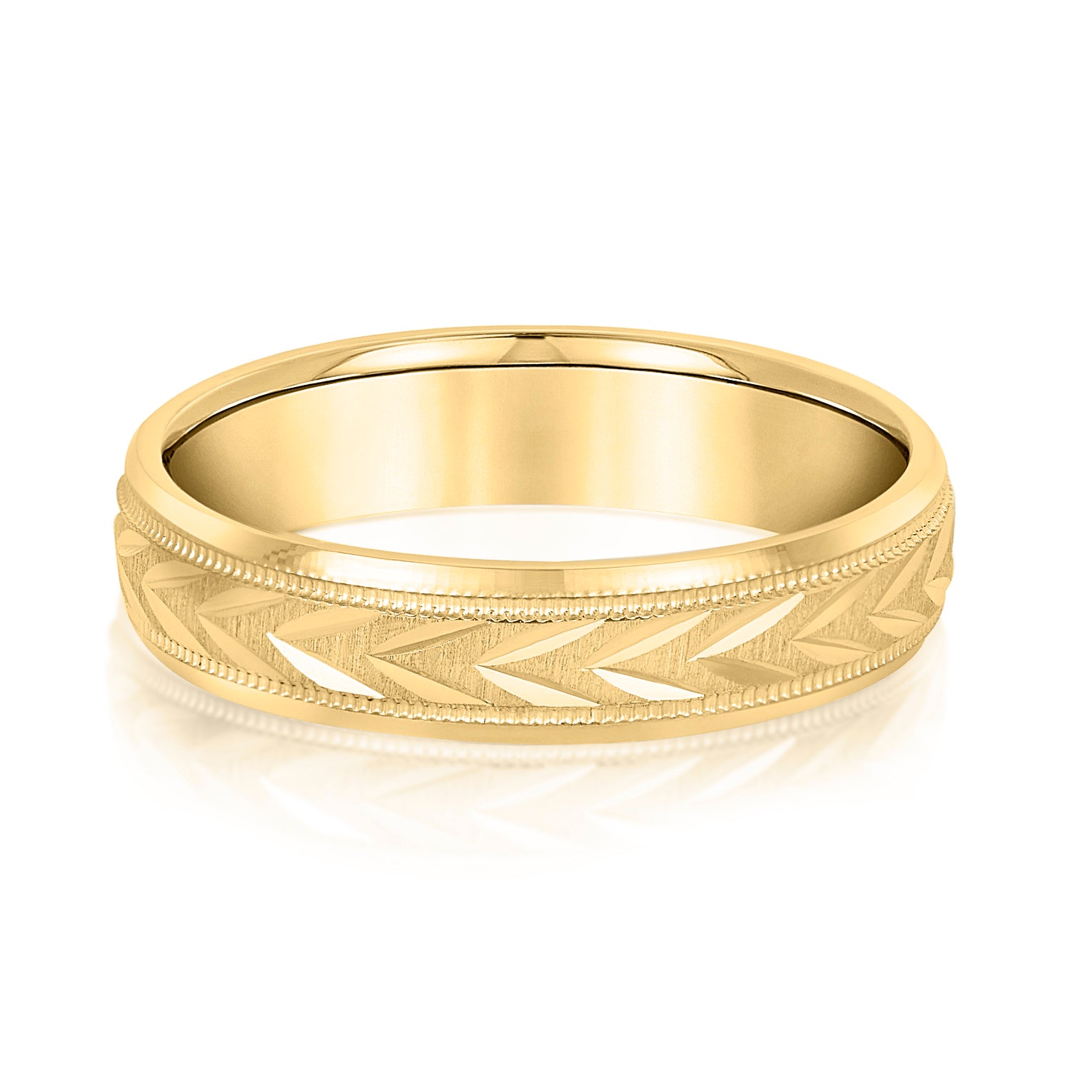 Bold Men's 5mm-8mm Carved Gold Band Classic Stacking