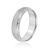 Slim Men's 5mm-8mm Carved Gold Band Delicate