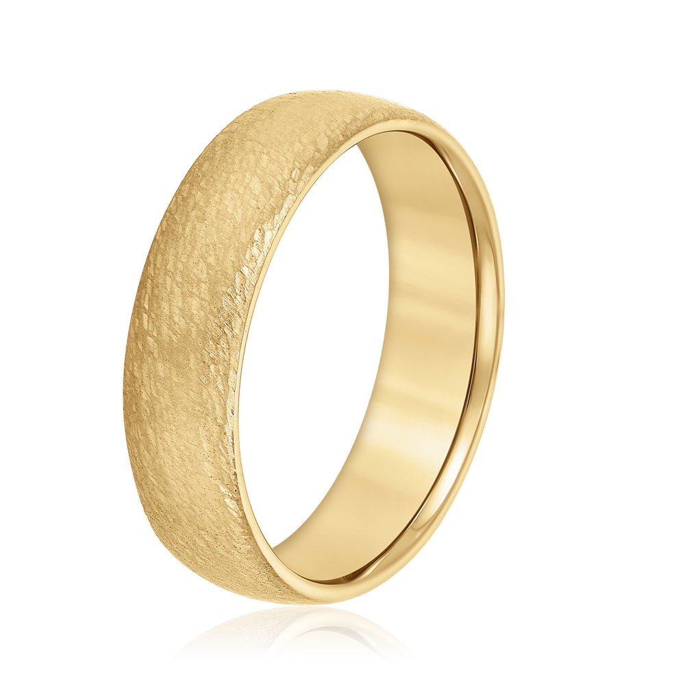 Slim Men's 5mm-8mm Carved Gold Band Graceful