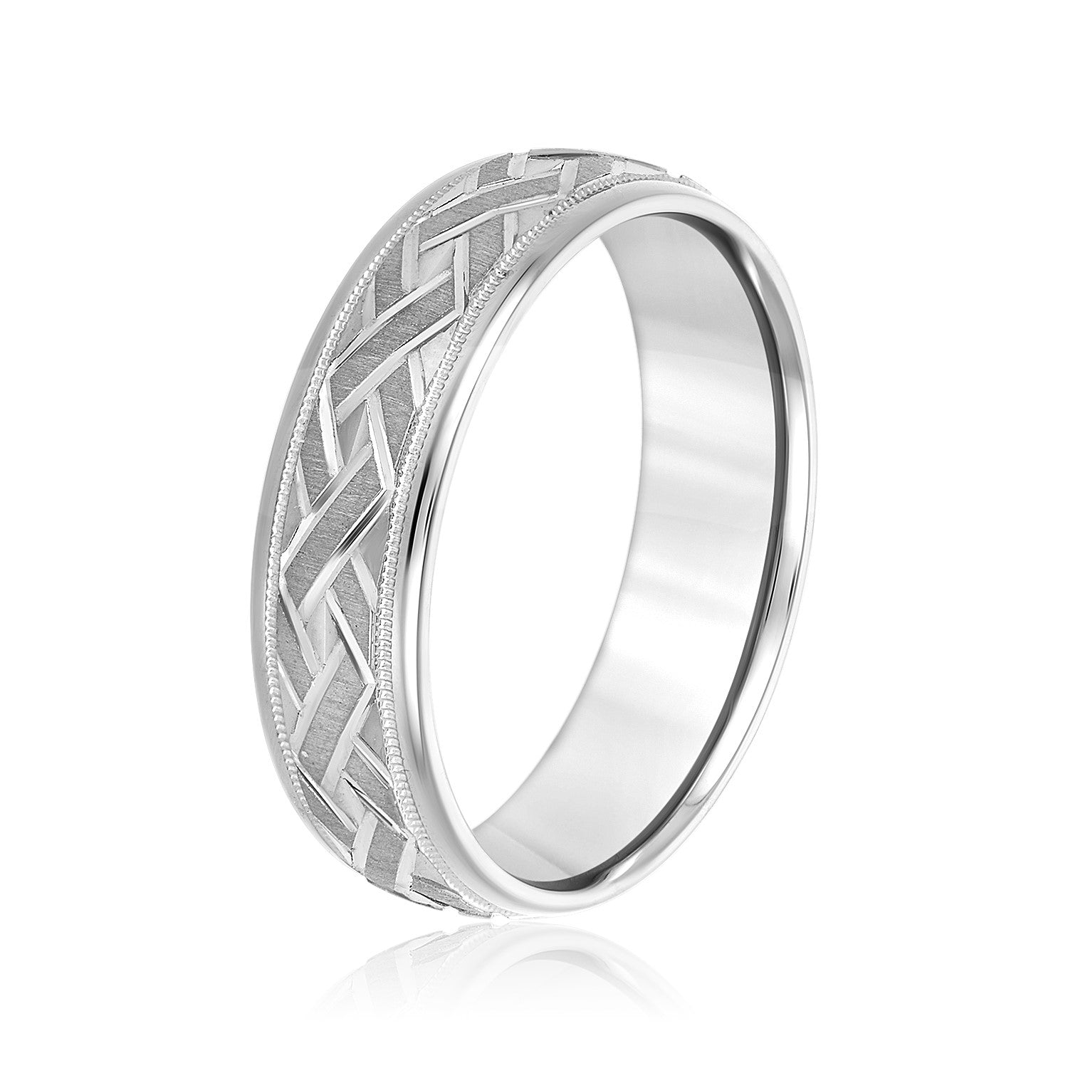 Slim Men's 5mm-8mm Carved Gold Band Artisan