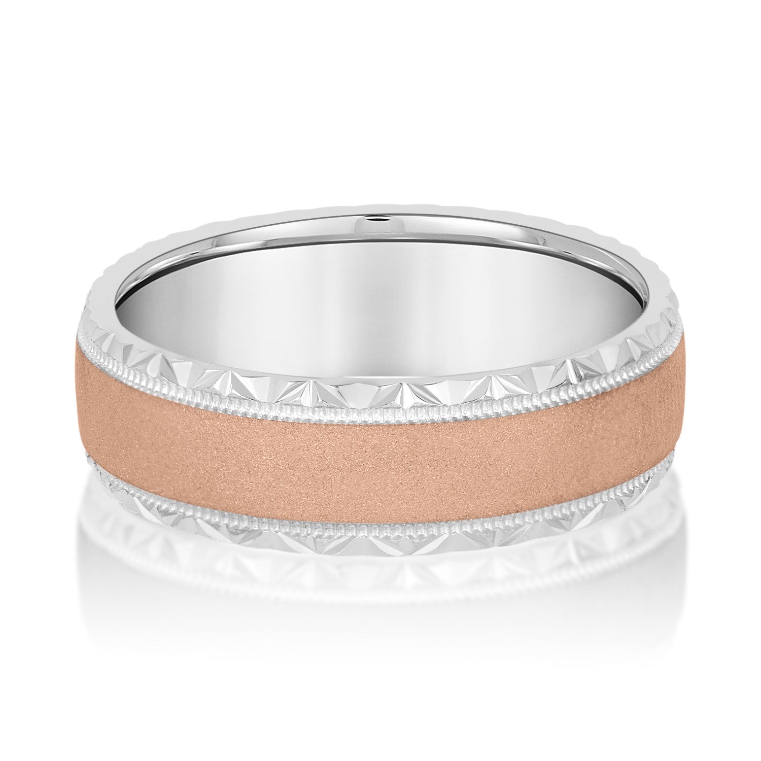 Slim Men's 5mm-8mm Carved Gold Band Contour