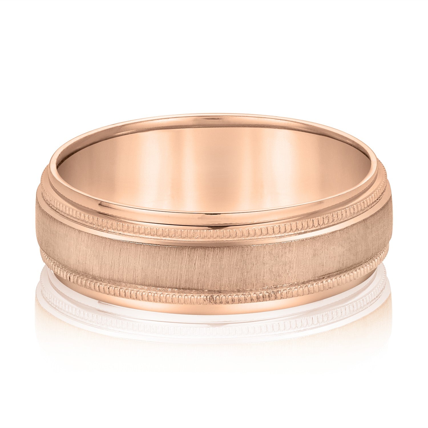 Slim Men's 5mm-8mm Carved Gold Band Smooth