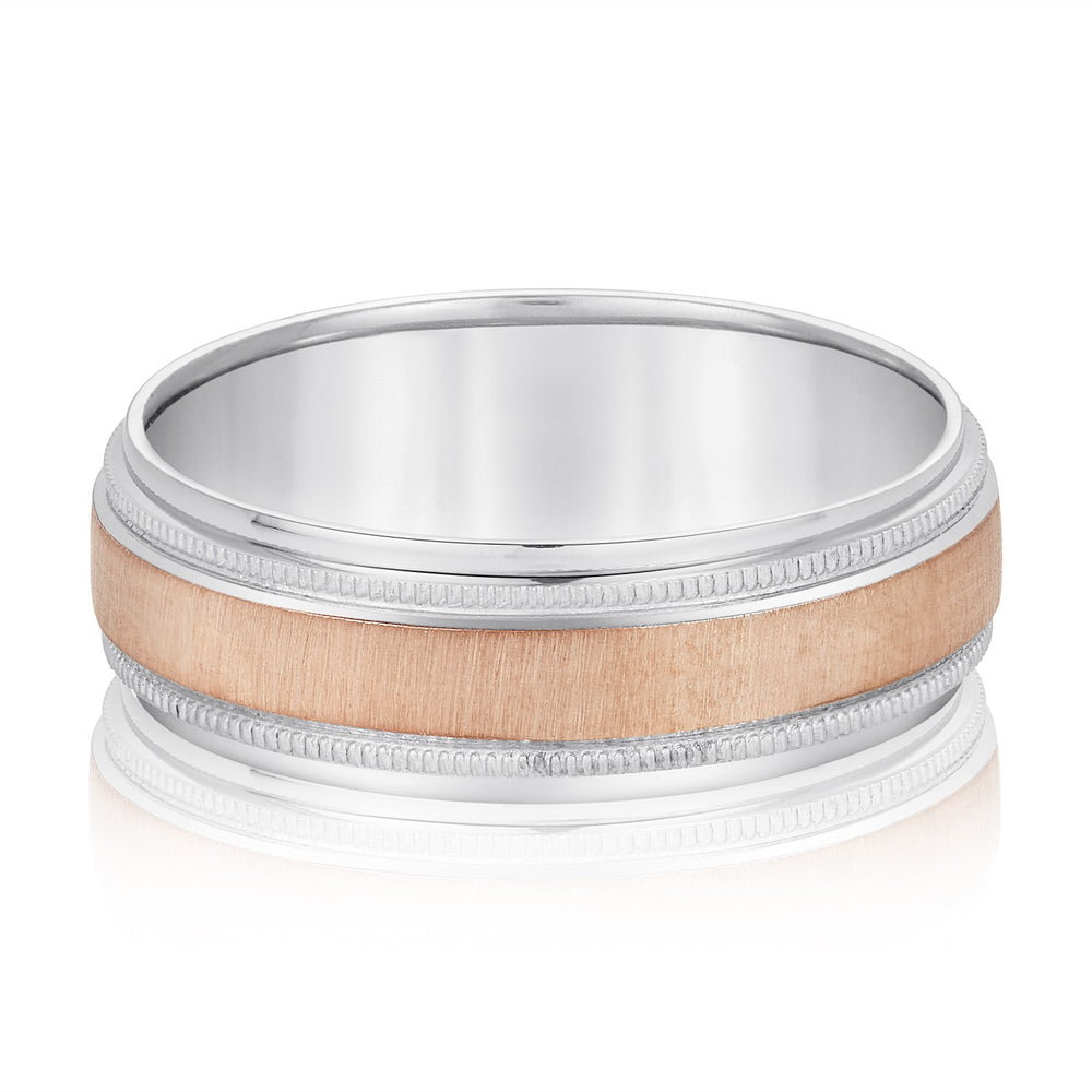 Slim Men's 5mm-8mm Carved Gold Band Smooth
