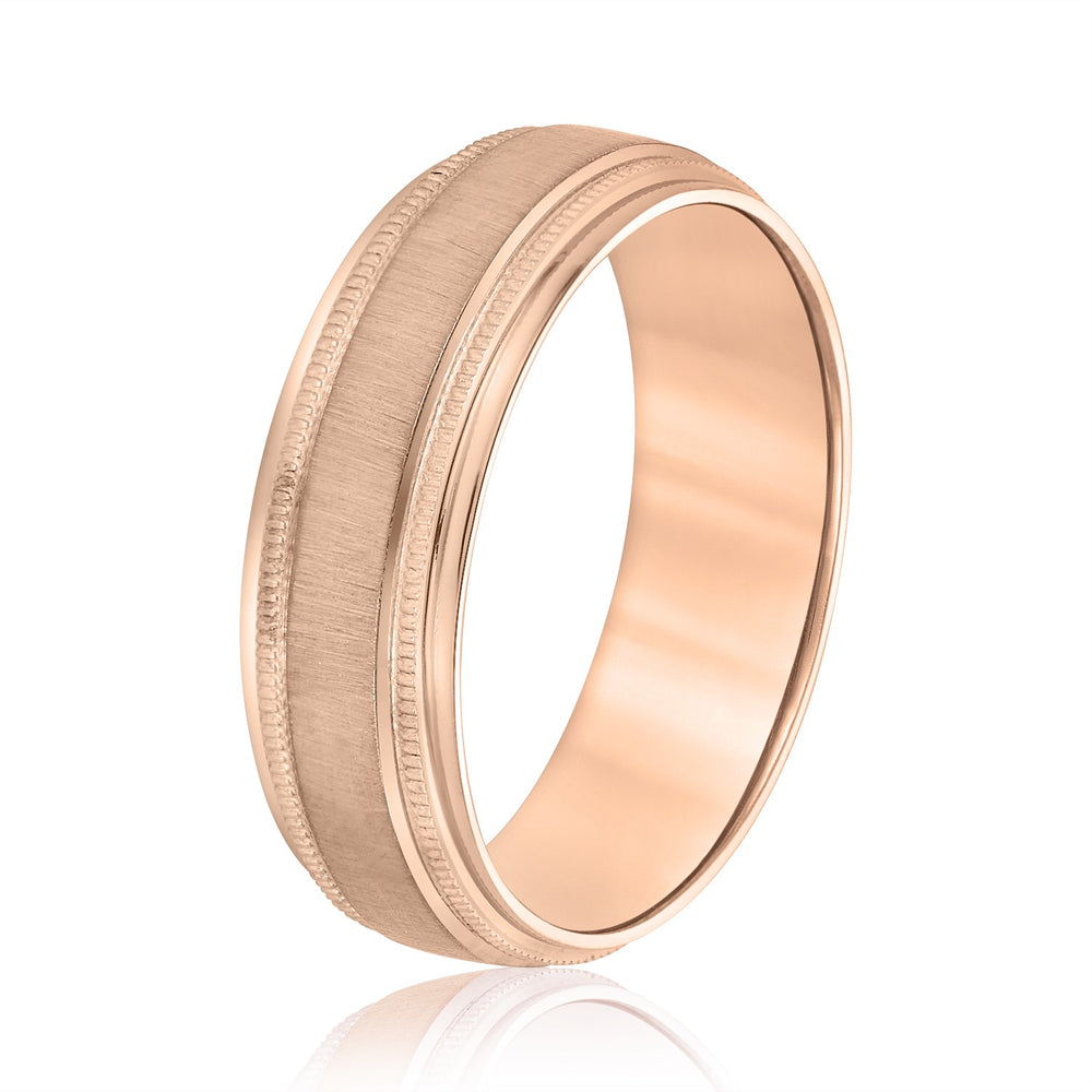 Bold Men's 5mm-8mm Carved Gold Band Contour