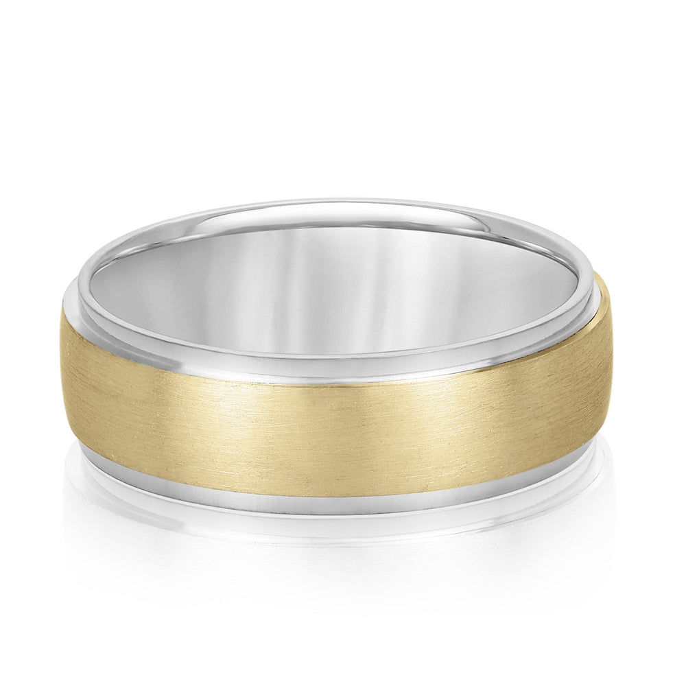 Bold Men's 5mm-8mm Carved Gold Band Smooth
