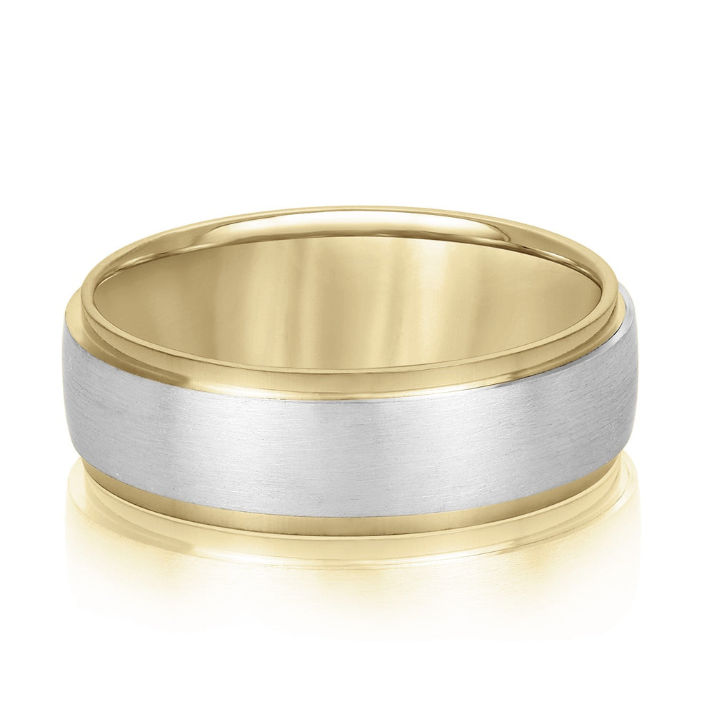 Slim Men's 5mm-8mm Carved Gold Band Secure