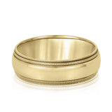 Slim Men's 5mm-8mm Milgrain Edge Gold Band Classic