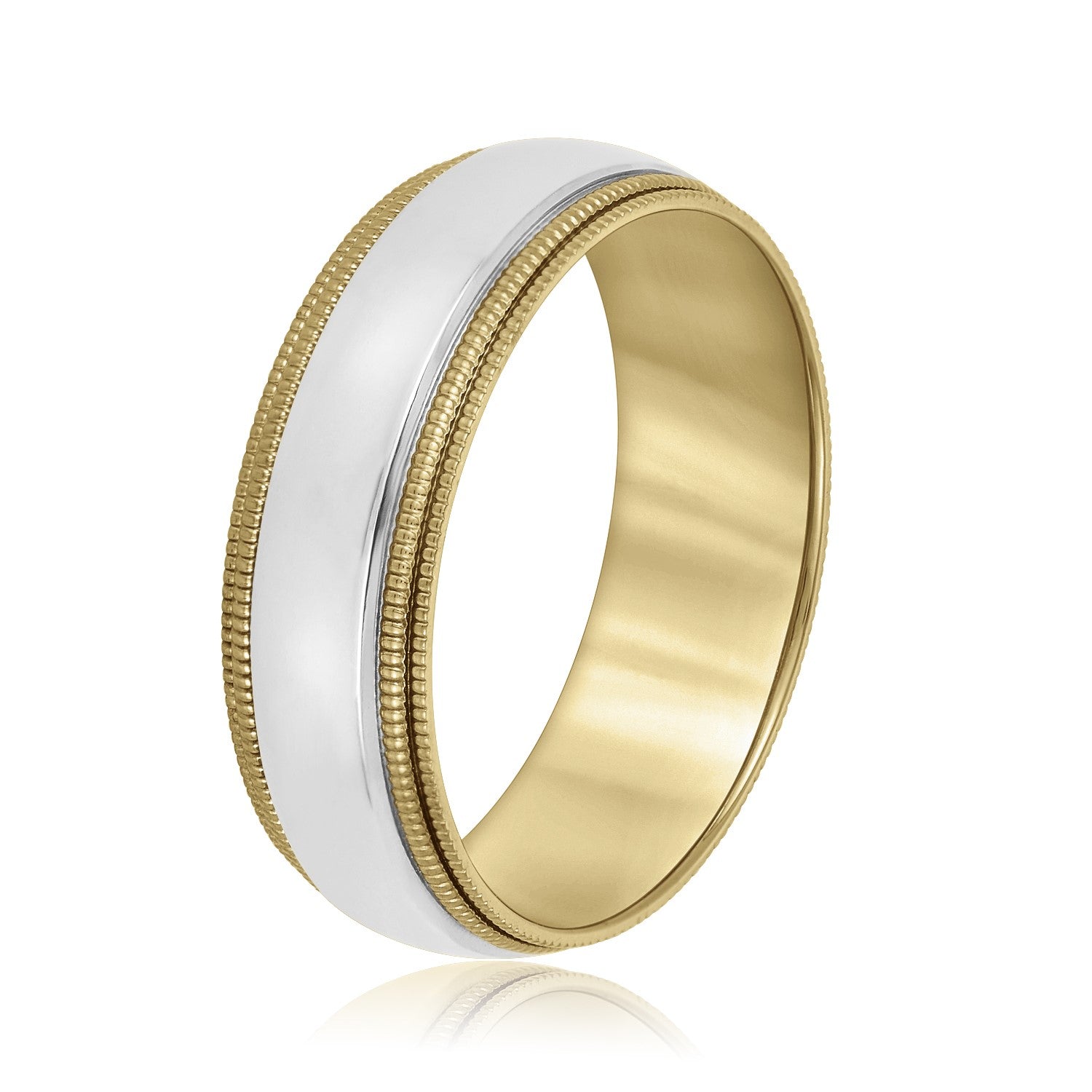 Slim Men's 5mm-8mm Milgrain Edge Gold Band Classic