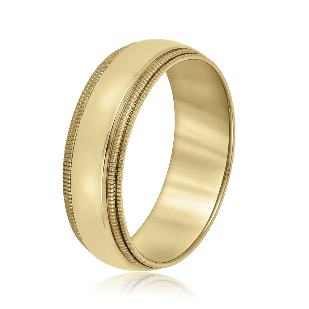 Bold Men's 5mm-8mm Milgrain Edge Gold Band Classic