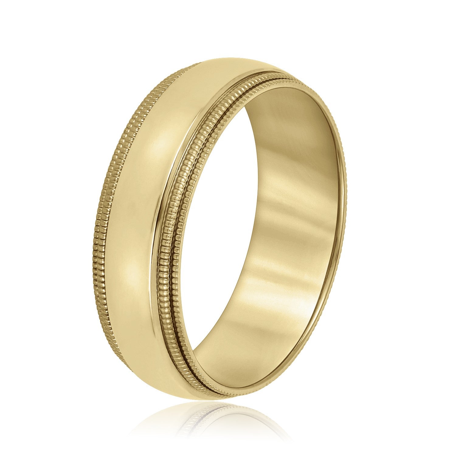 Slim Men's 5mm-8mm Milgrain Edge Gold Band Classic