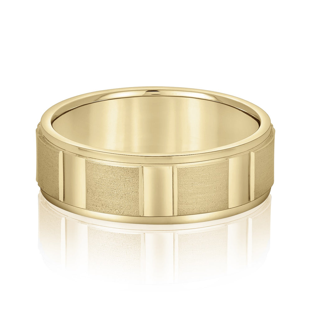 Bold Men's 5mm-8mm Carved Gold Band Secure