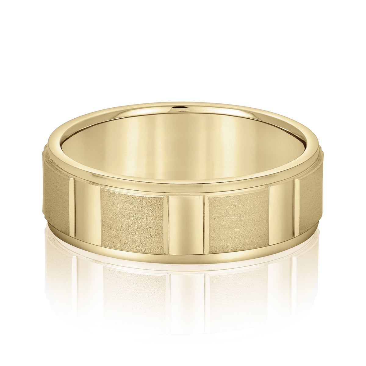 Bold Men's 5mm-8mm Carved Gold Band Secure