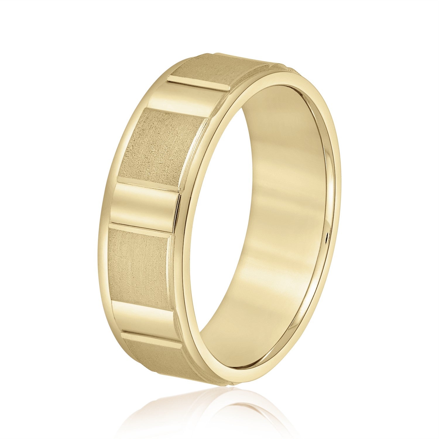 Bold Men's 5mm-8mm Carved Gold Band Secure