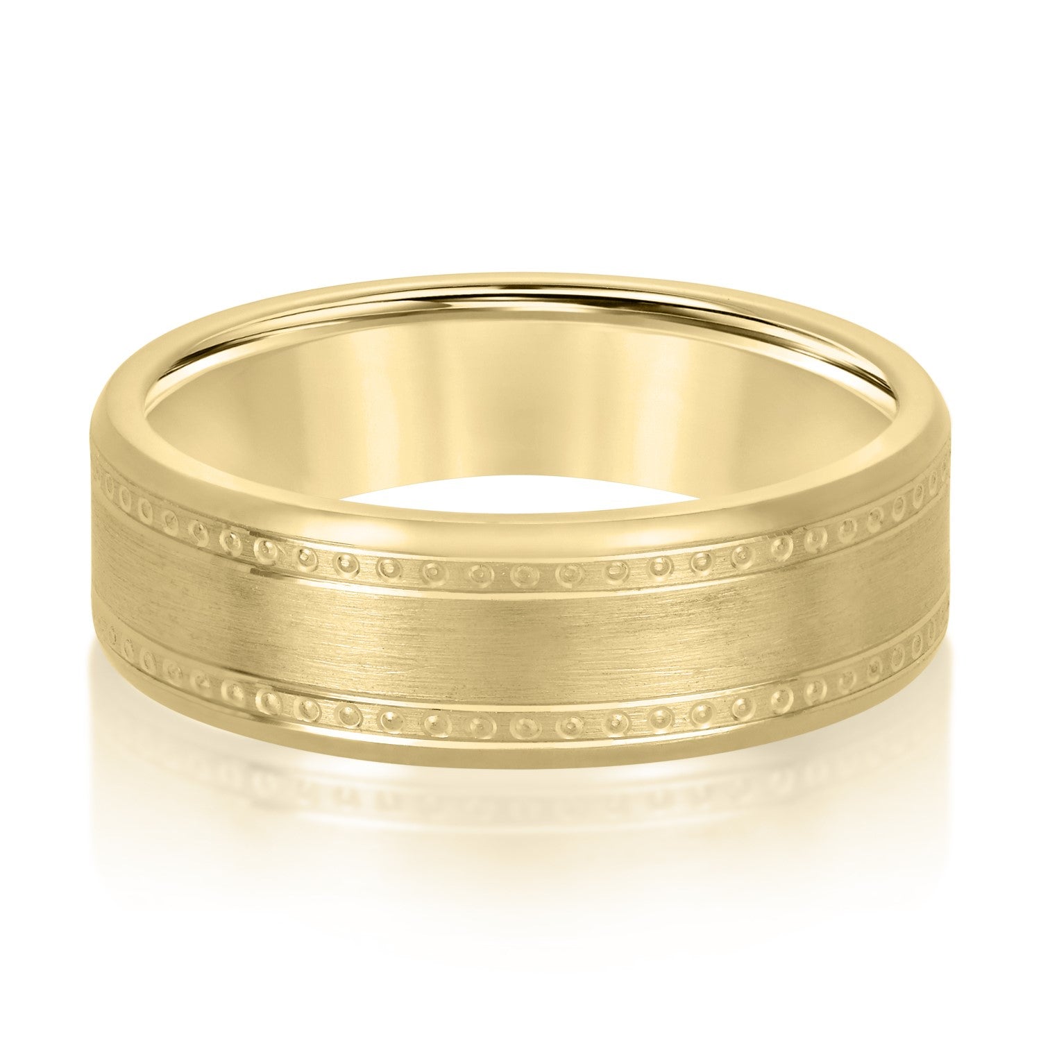 Bold Men's 5mm-8mm Milgrain Edge Gold Band Timeless