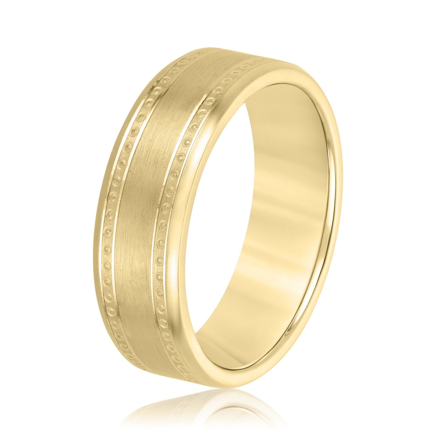 Bold Men's 5mm-8mm Milgrain Edge Gold Band Timeless