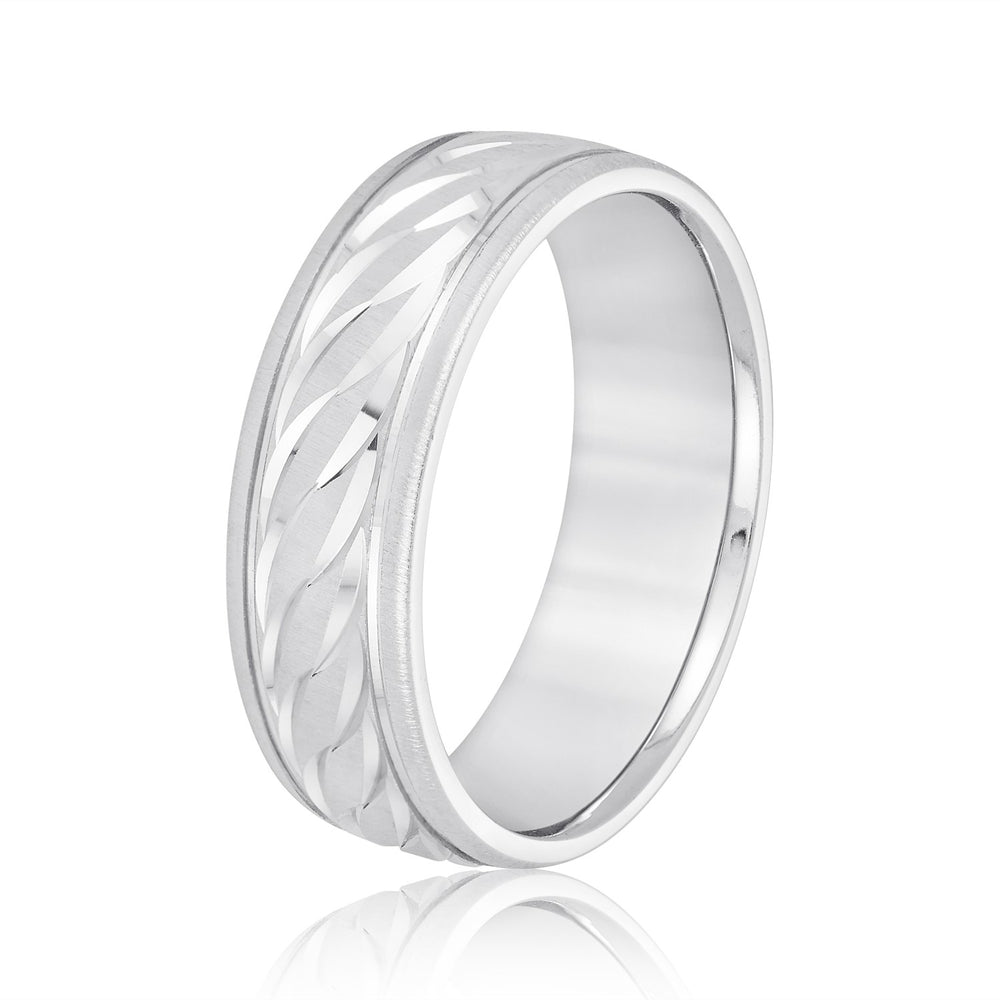 Slim Men's 5mm-8mm Carved Gold Band Detailed