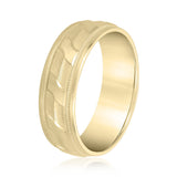 Bold Men's 5mm-8mm Carved Gold Band Detailed