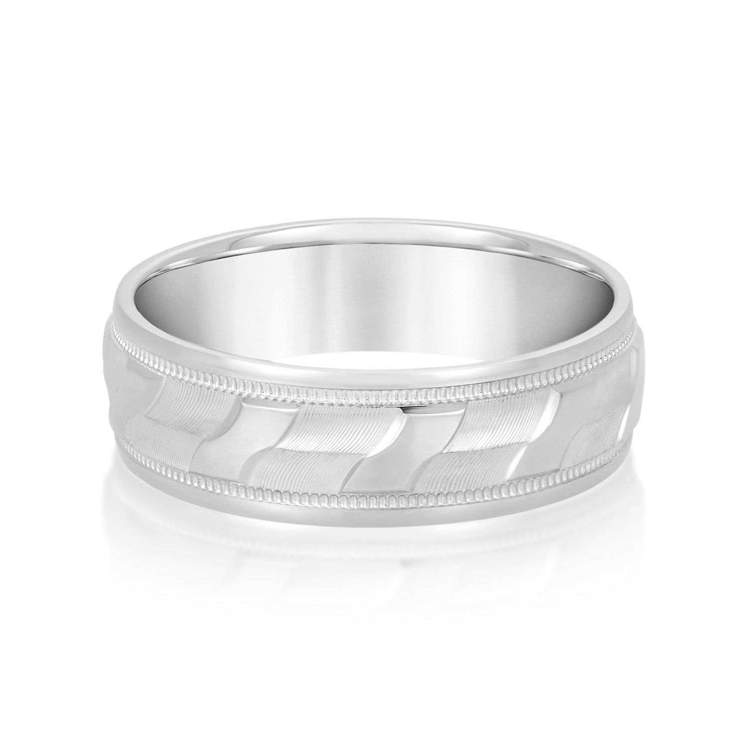 Slim Men's 5mm-8mm Carved Gold Band Bezel