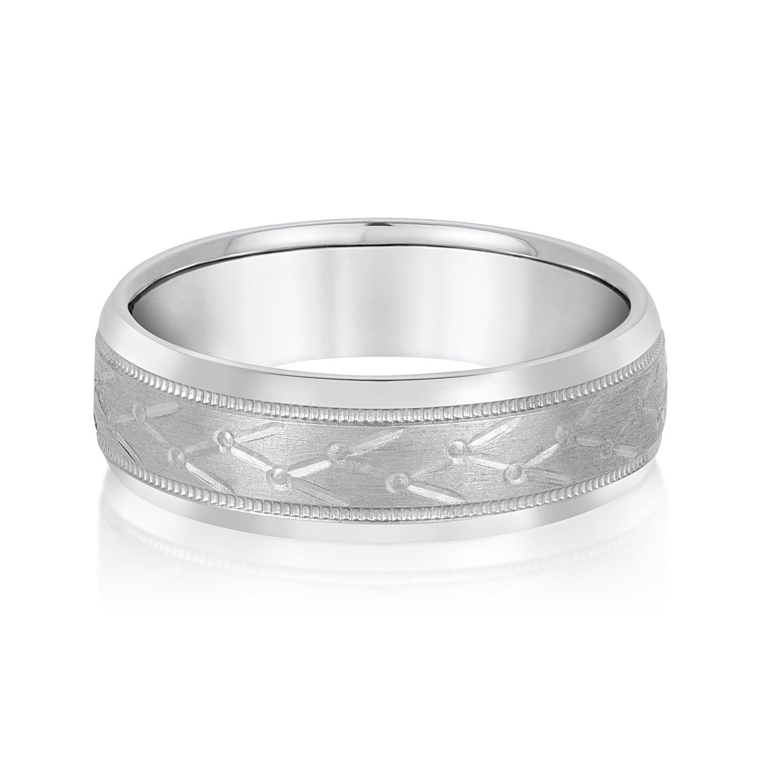 Bold Men's 5mm-8mm Carved Gold Band Low Set