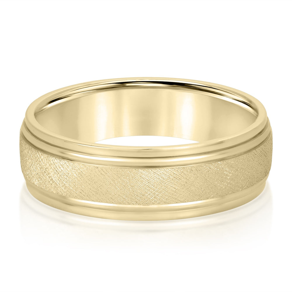 Slim Men's 5mm-8mm Carved Gold Band Open Set
