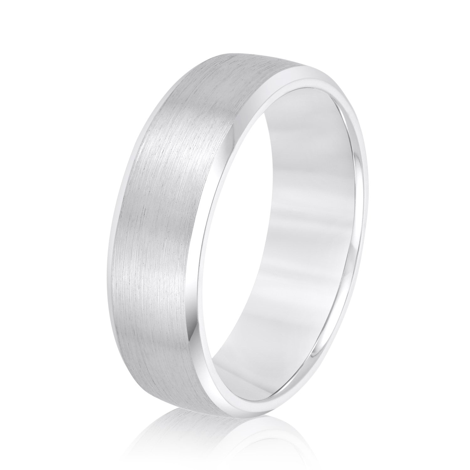 Slim Men's 5mm-8mm Carved Gold Band Bevelled Edge