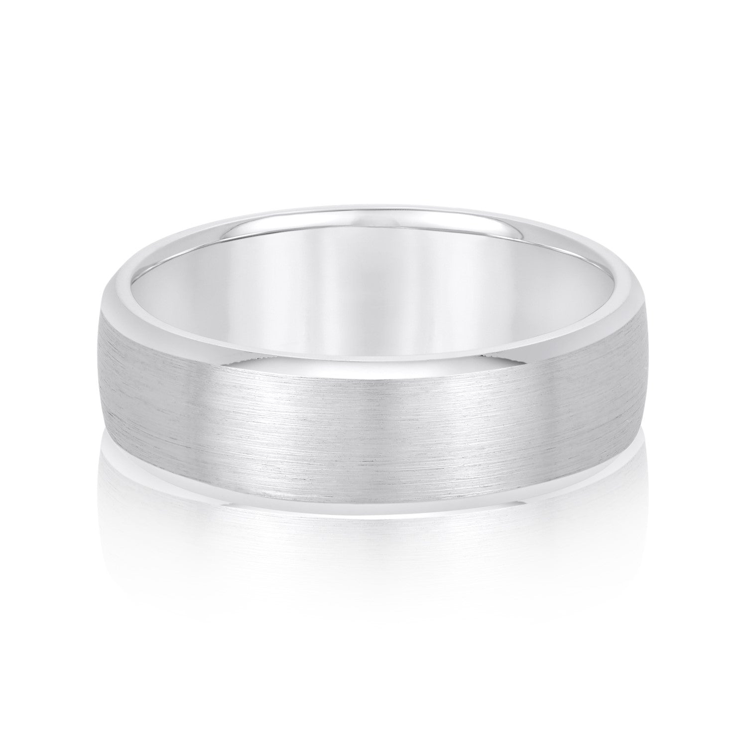 Slim Men's 5mm-8mm Carved Gold Band Bevelled Edge