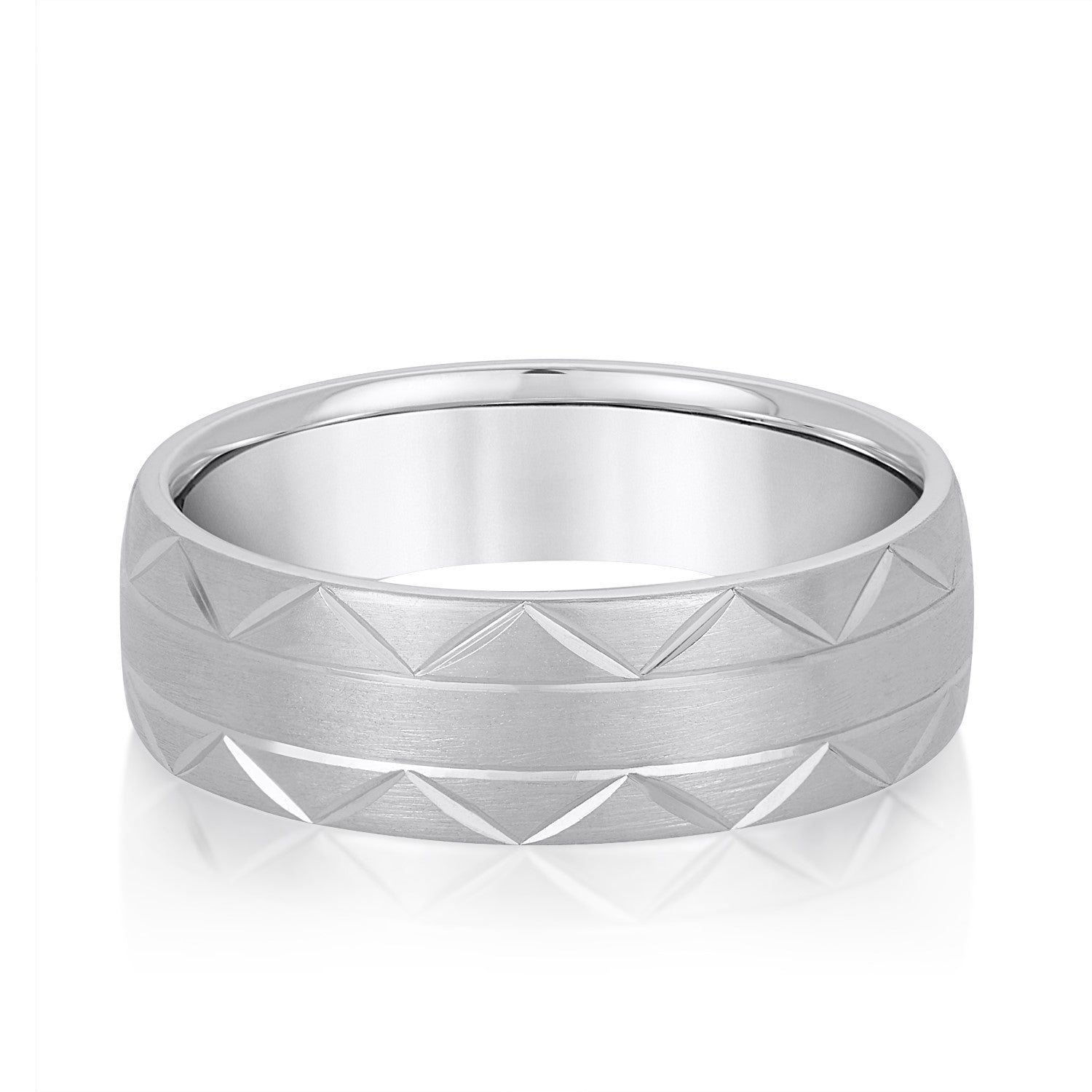 Slim Men's 5mm-8mm Carved Gold Band Soft Edge