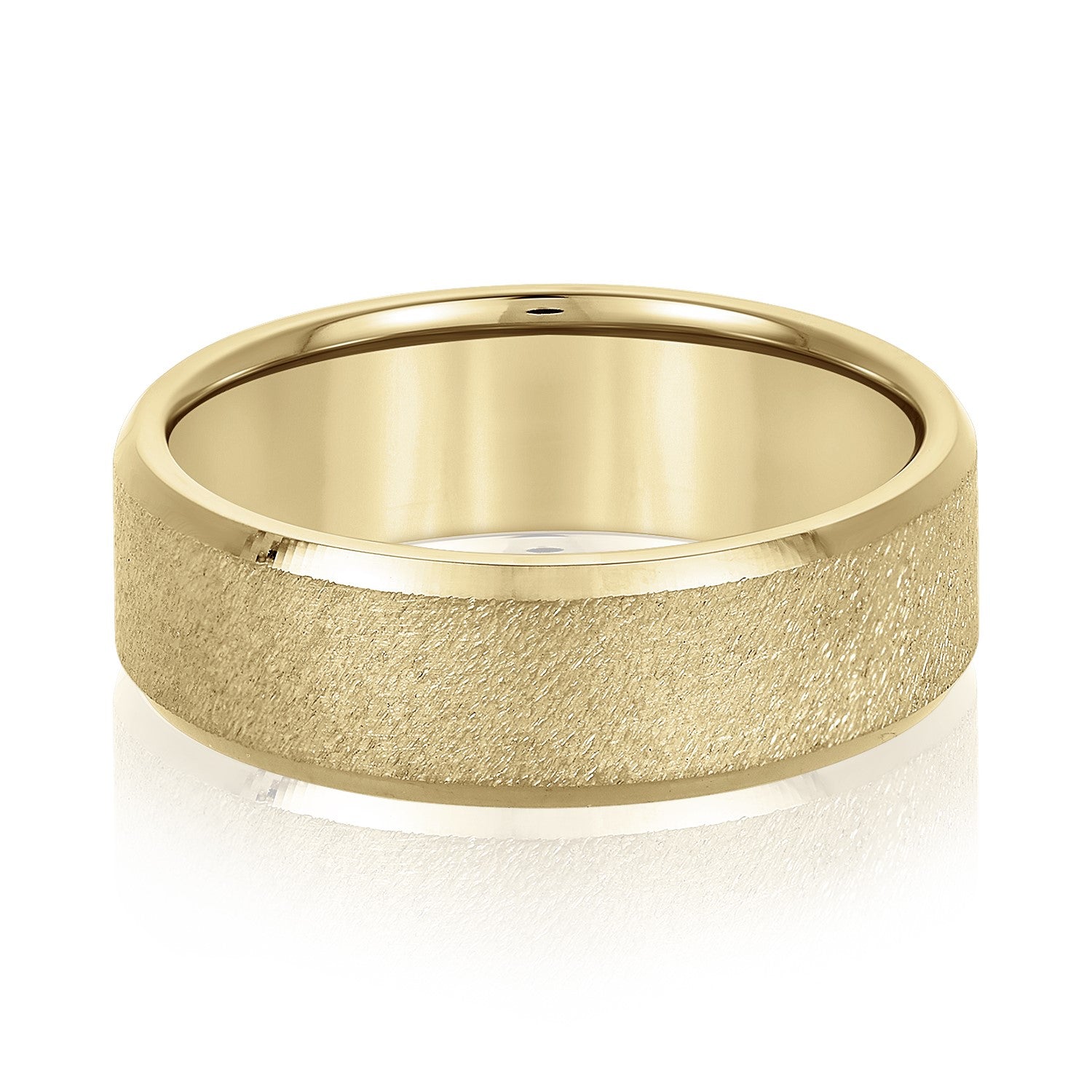 Slim Men's 5mm-8mm Carved Gold Band Bright Cut