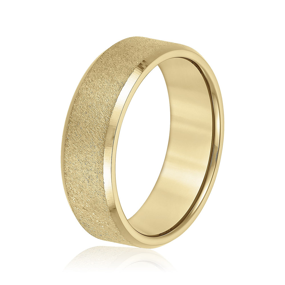 Bold Men's 5mm-8mm Carved Gold Band Soft Edge