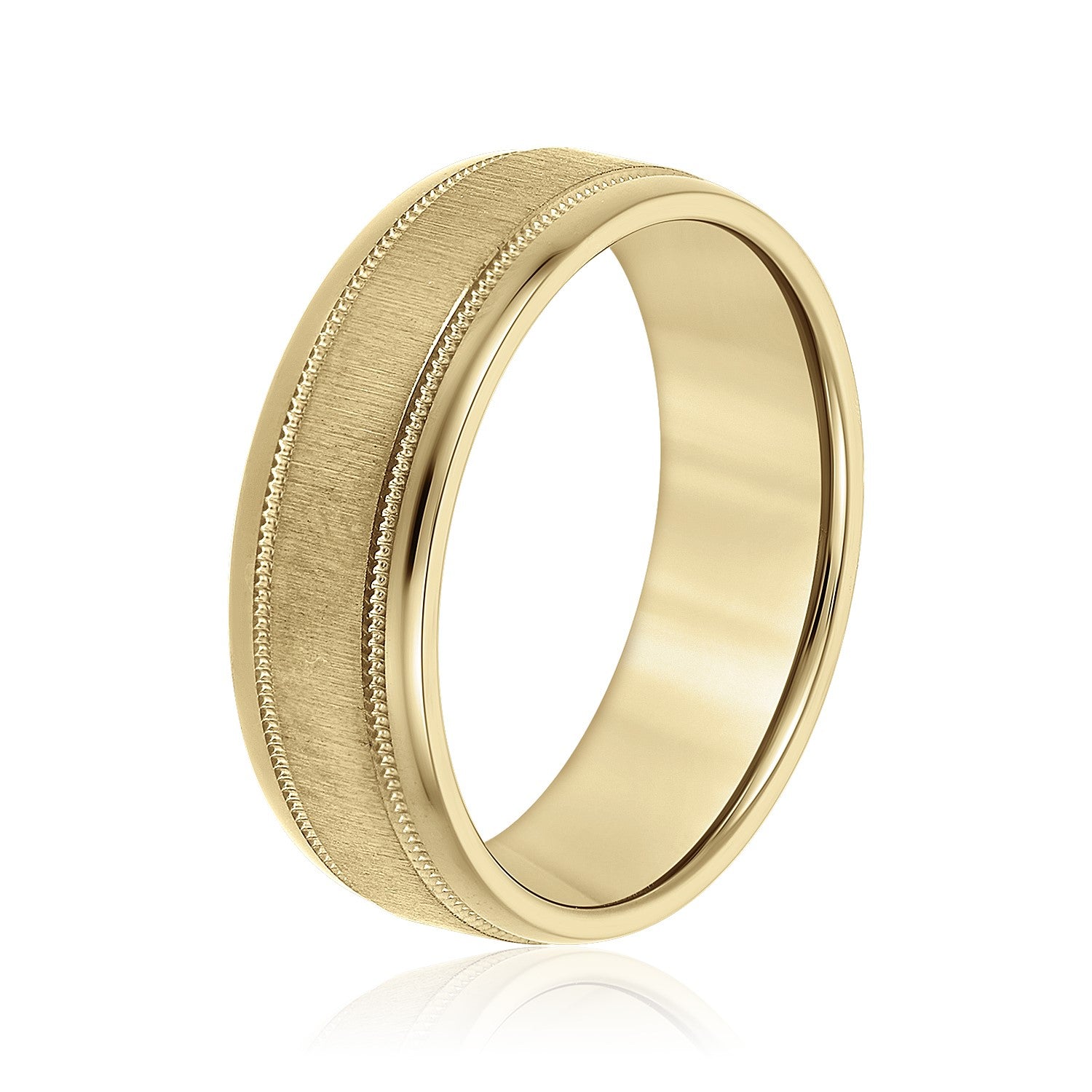 Bold Men's 5mm-8mm Carved Gold Band Bright Cut