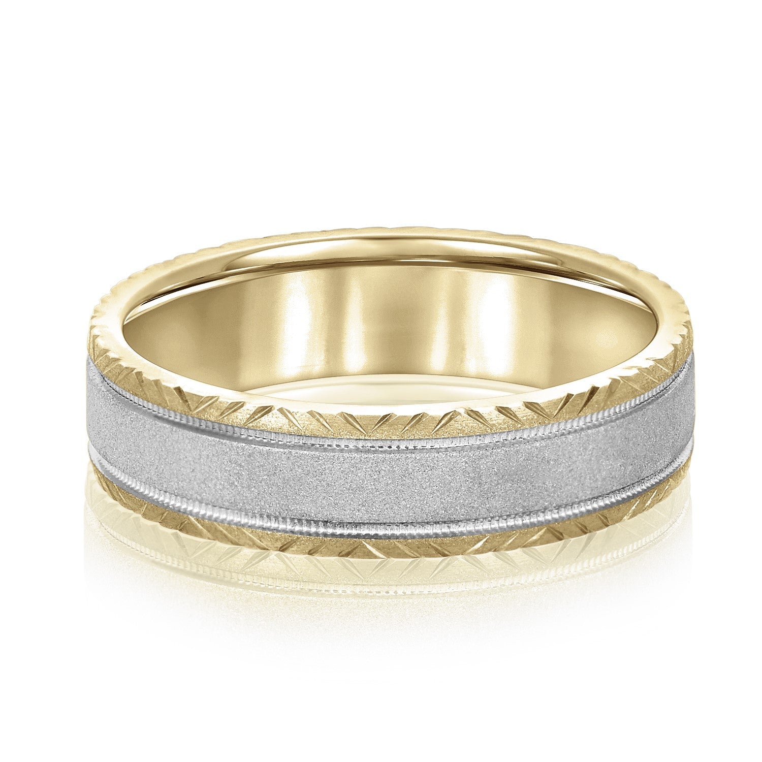 Slim Men's 5mm-8mm Carved Gold Band Heirloom