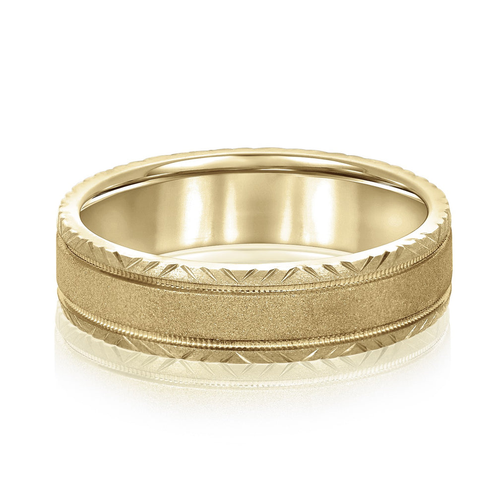 Bold Men's 5mm-8mm Carved Gold Band Luxe