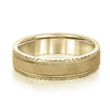 Slim Men's 5mm-8mm Carved Gold Band Heirloom