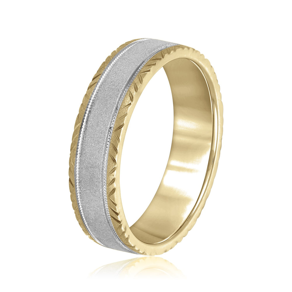 Bold Men's 5mm-8mm Carved Gold Band Luxe