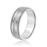 Slim Men's 5mm-8mm Milgrain Edge Gold Band Sleek
