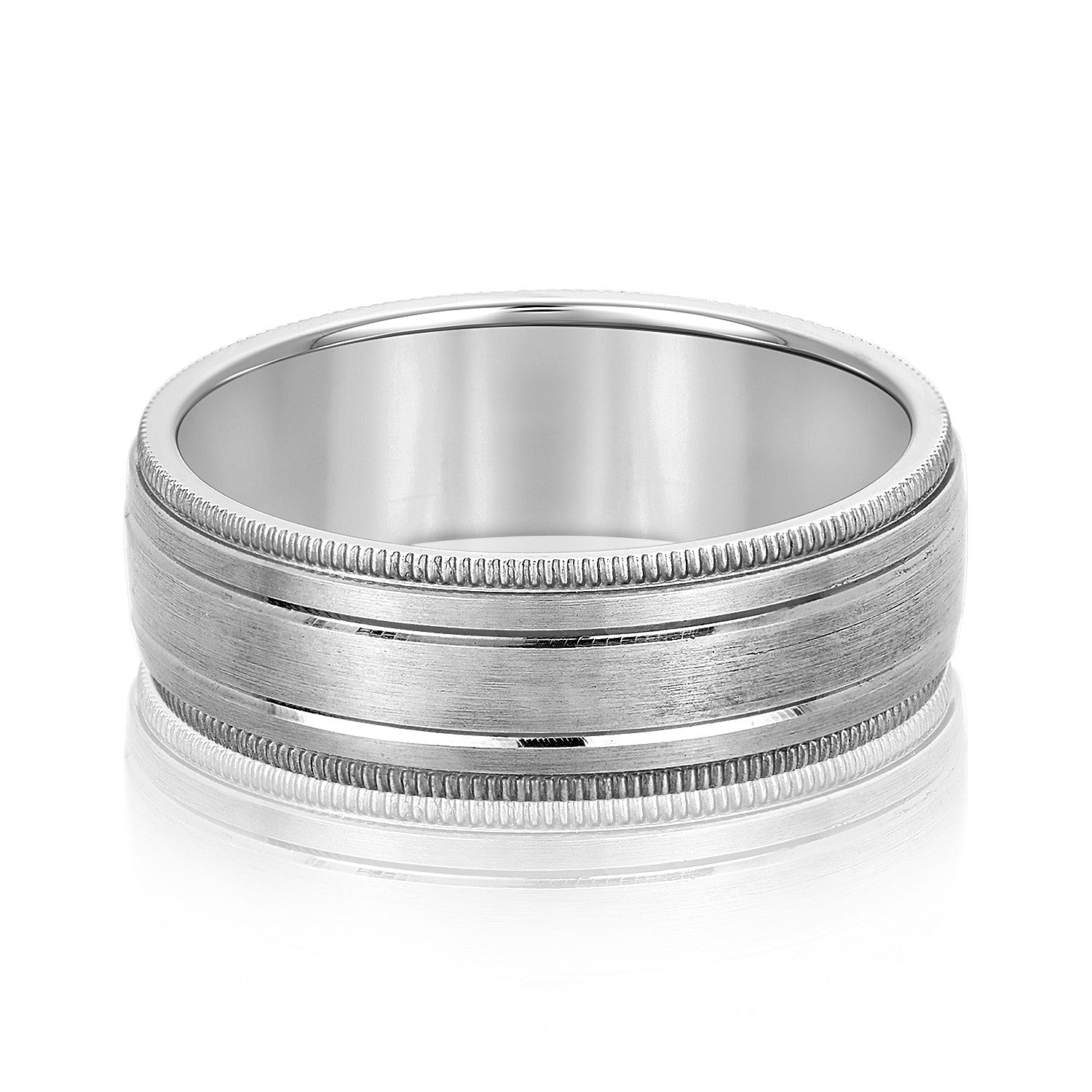 Slim Men's 5mm-8mm Milgrain Edge Gold Band Sleek