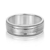 Slim Men's 5mm-8mm Milgrain Edge Gold Band Sleek