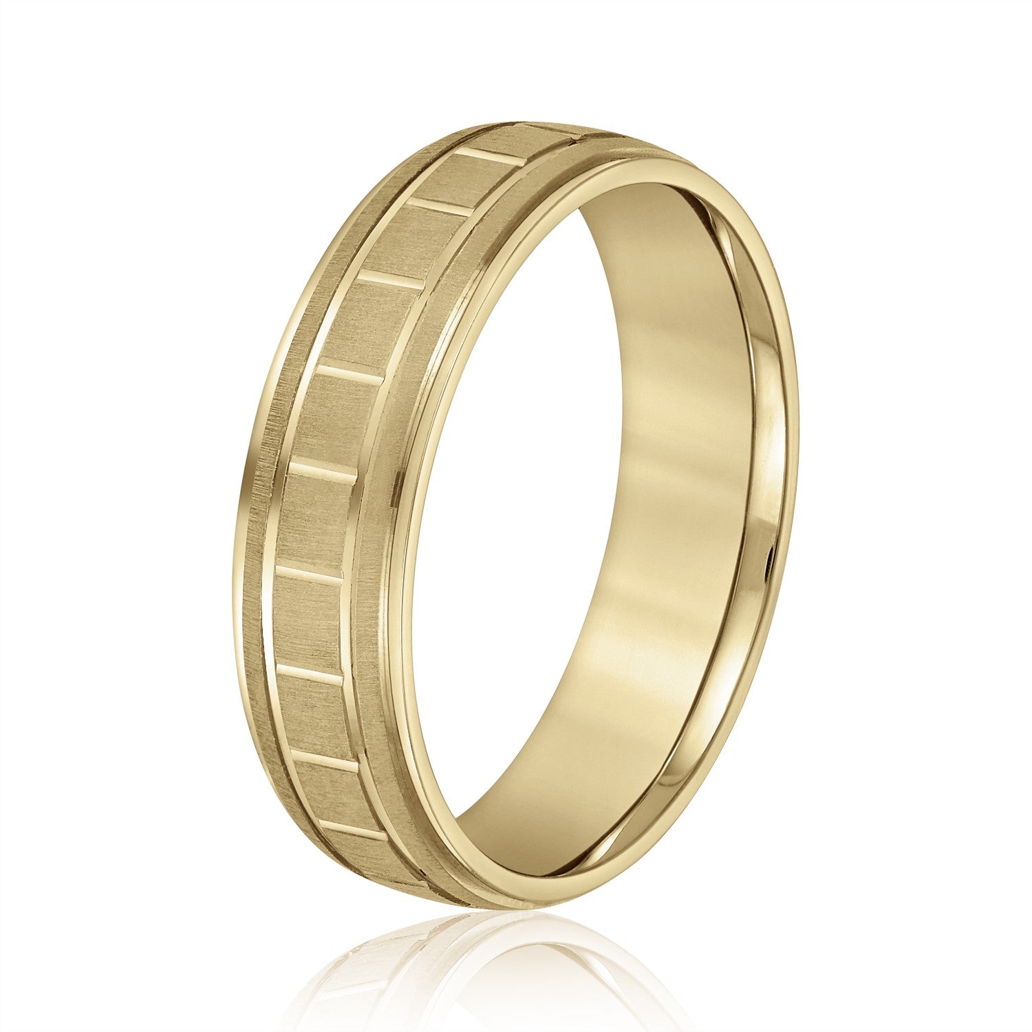 Bold Men's 5mm-8mm Carved Gold Band Ceremony