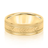 Bold Men's 5mm-8mm Carved Gold Band Radiant