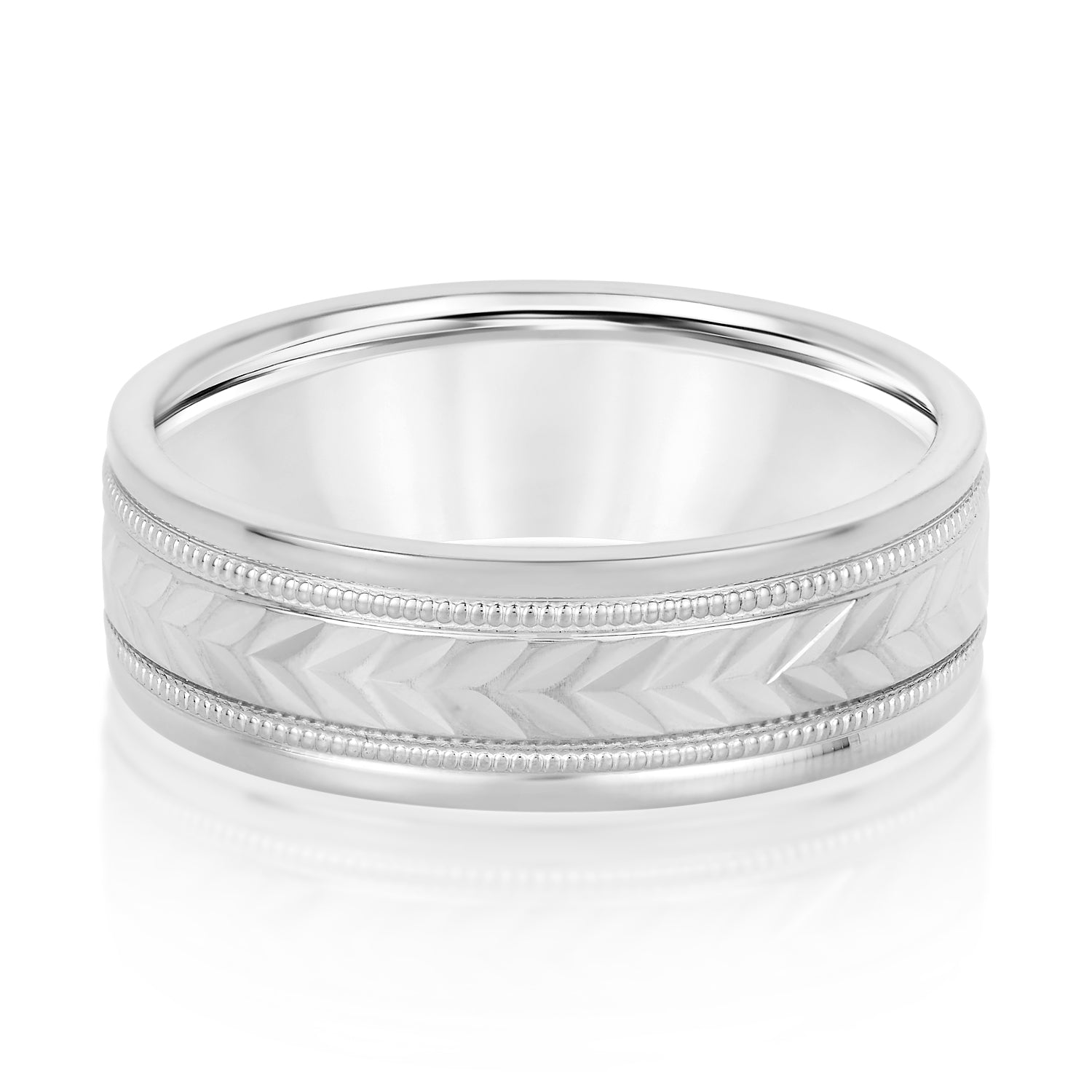 Bold Men's 5mm-8mm Carved Gold Band Radiant