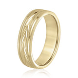 Bold Men's 5mm-8mm Carved Gold Band Prong Set
