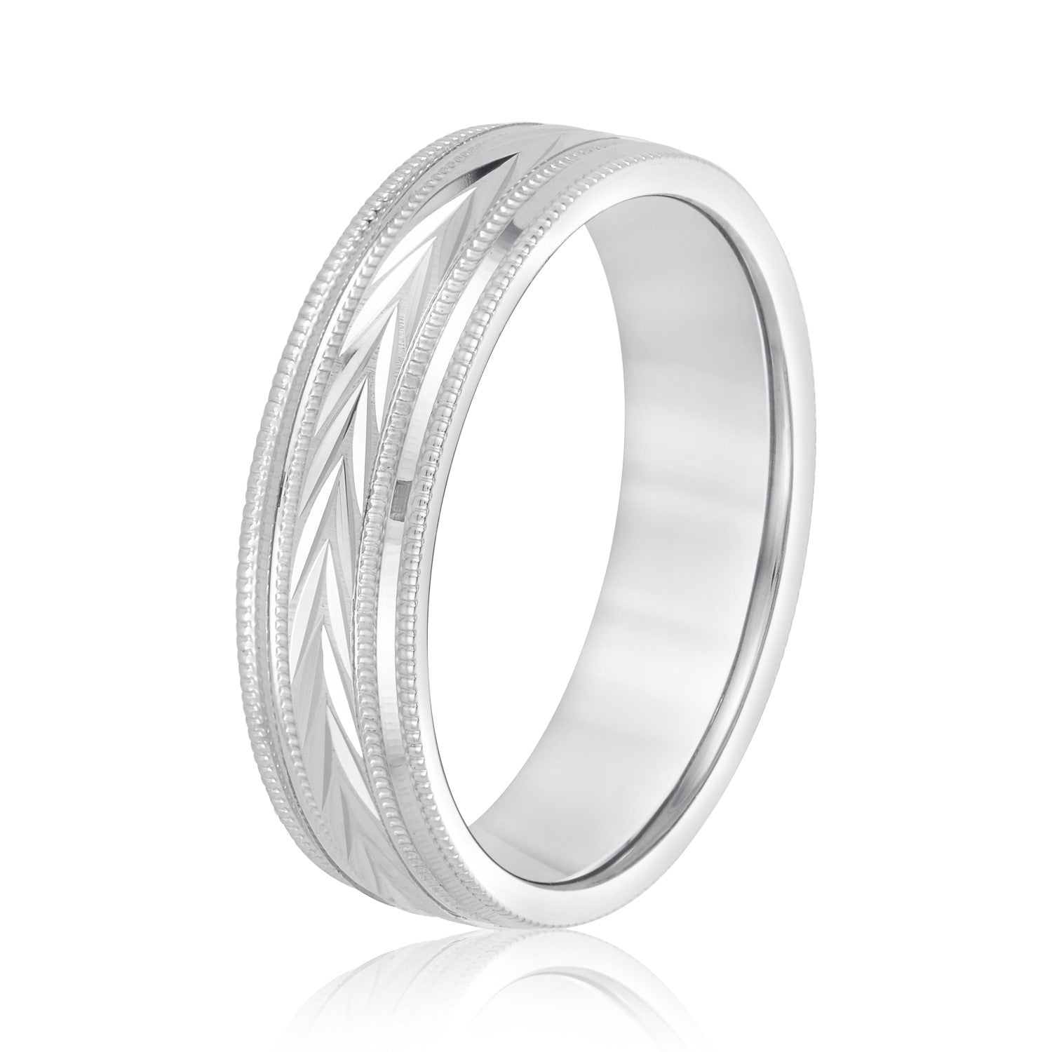 Bold Men's 5mm-8mm Carved Gold Band Prong Set