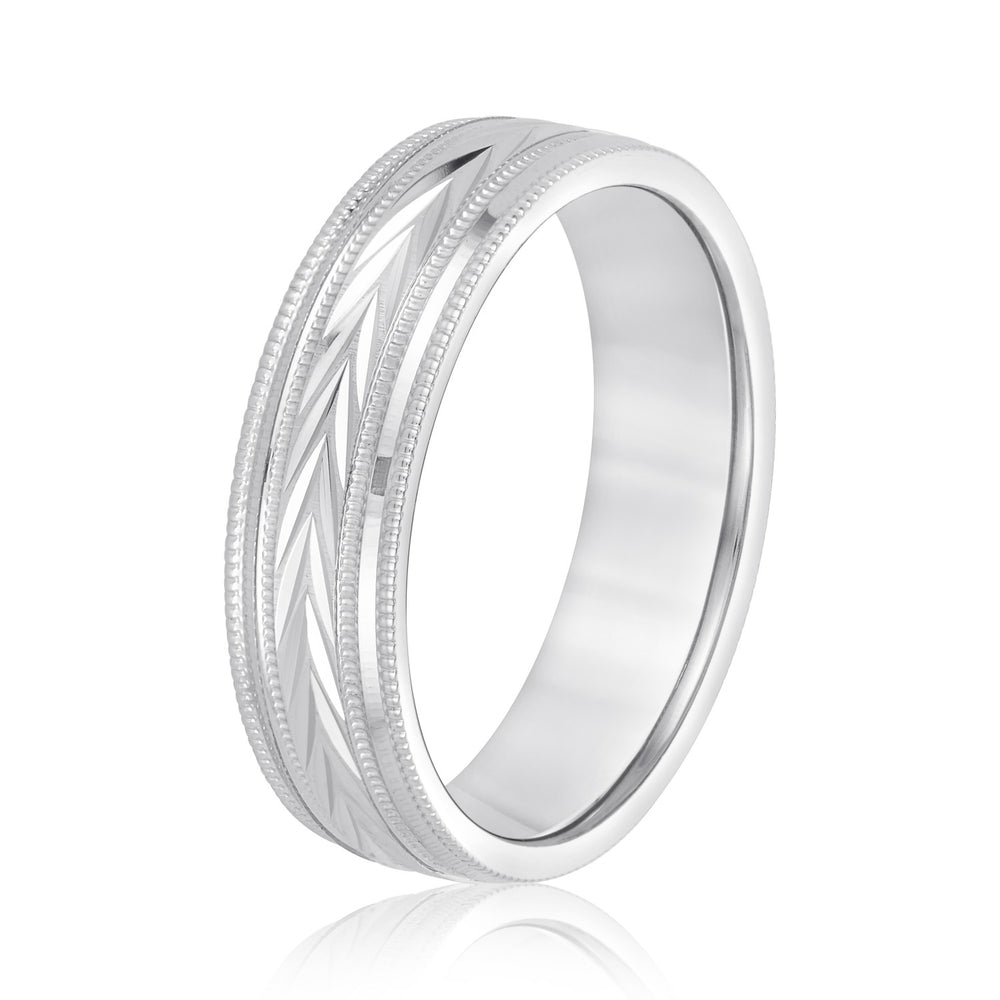 Bold Men's 5mm-8mm Carved Gold Band Prong Set