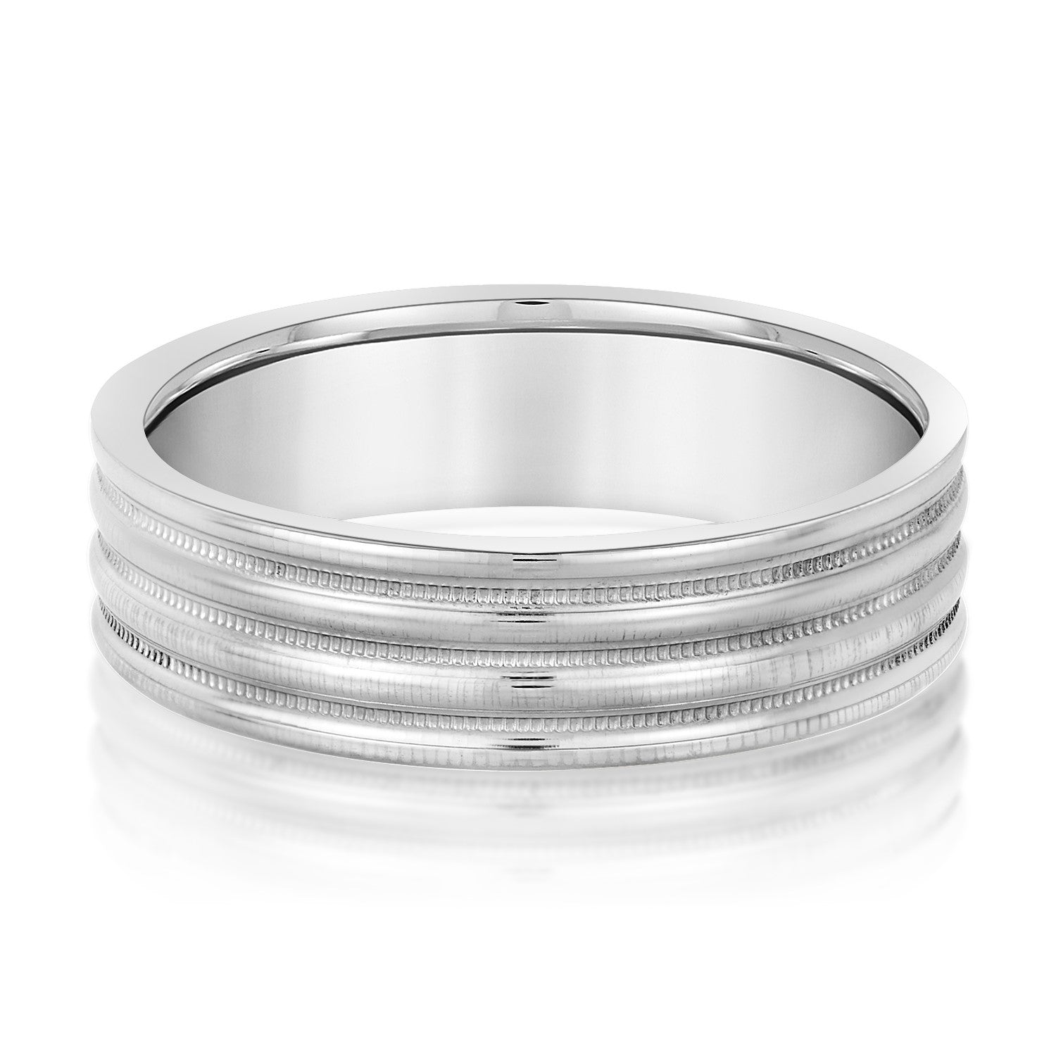 Bold Men's 5mm-8mm Milgrain Edge Gold Band Classic Stacking