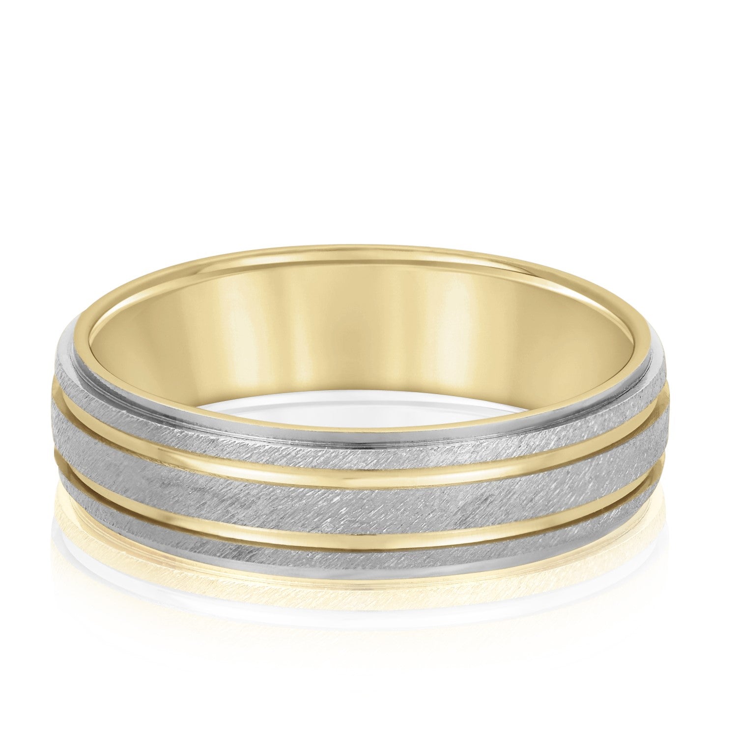 Slim Men's 5mm-8mm Carved Gold Band Wedding