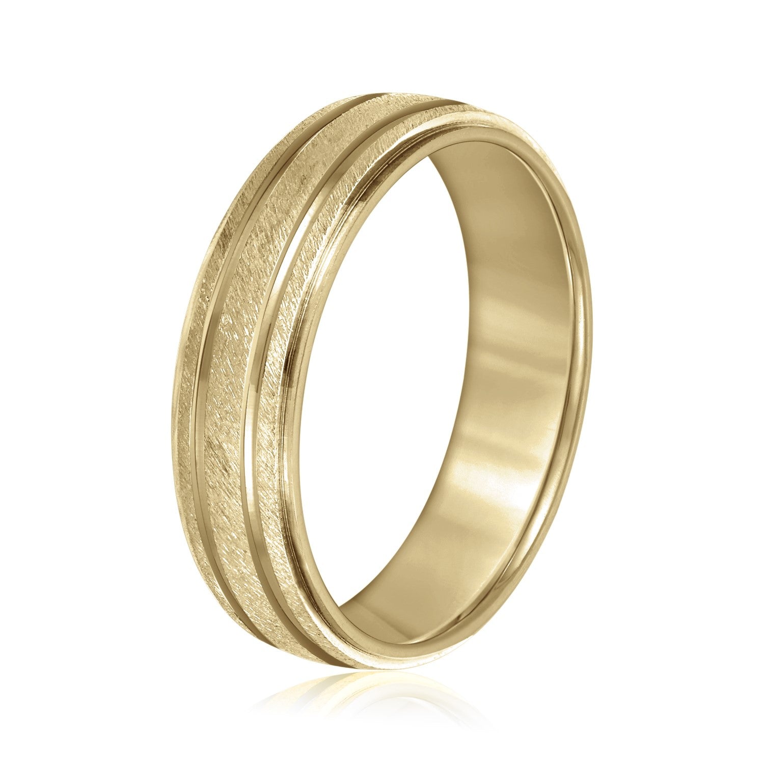 Bold Men's 5mm-8mm Carved Gold Band Bridal Look