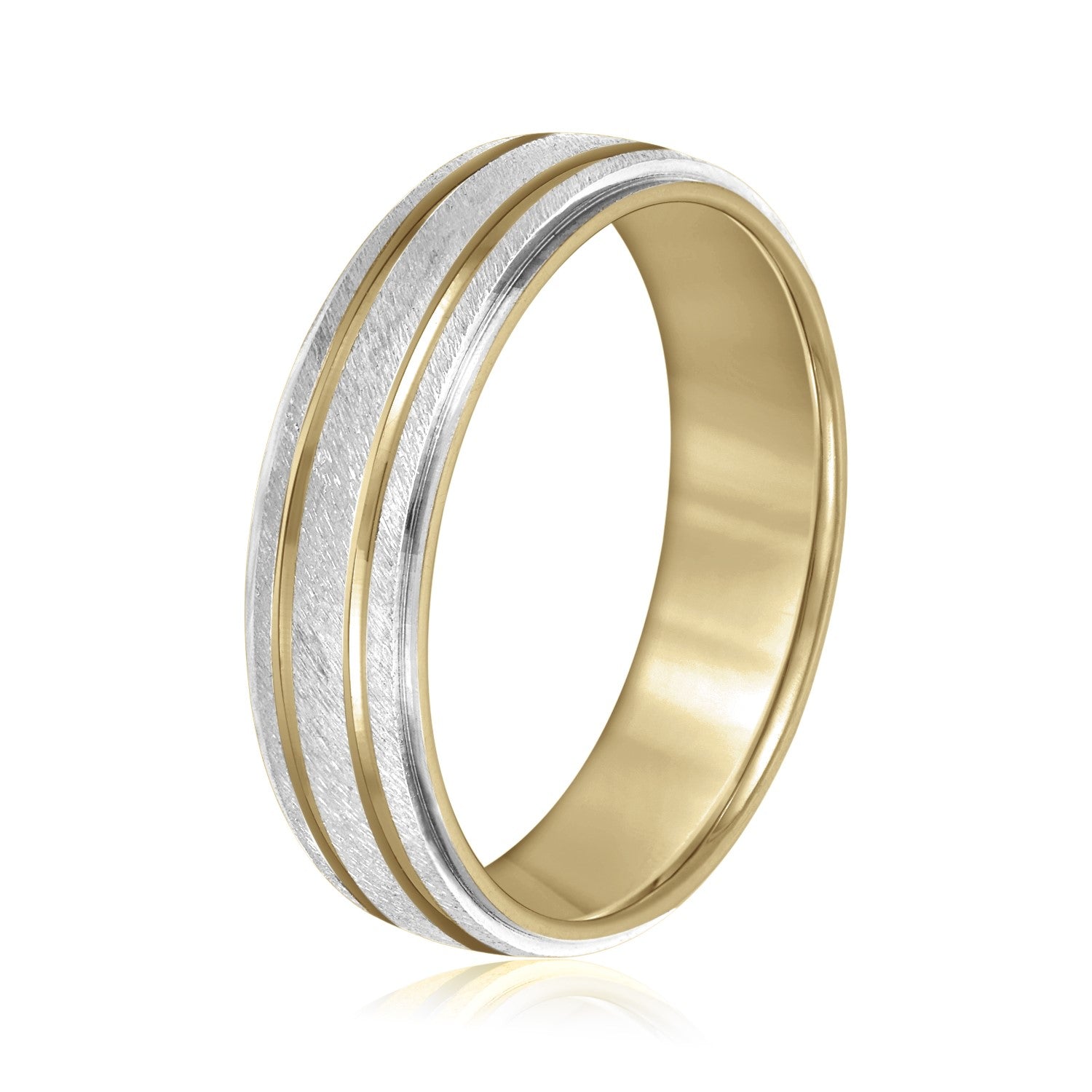 Bold Men's 5mm-8mm Carved Gold Band Bridal Look
