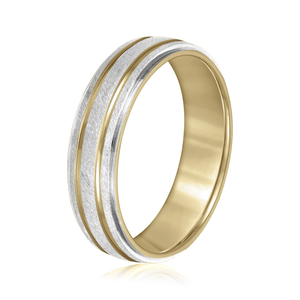 Slim Men's 5mm-8mm Carved Gold Band Wedding