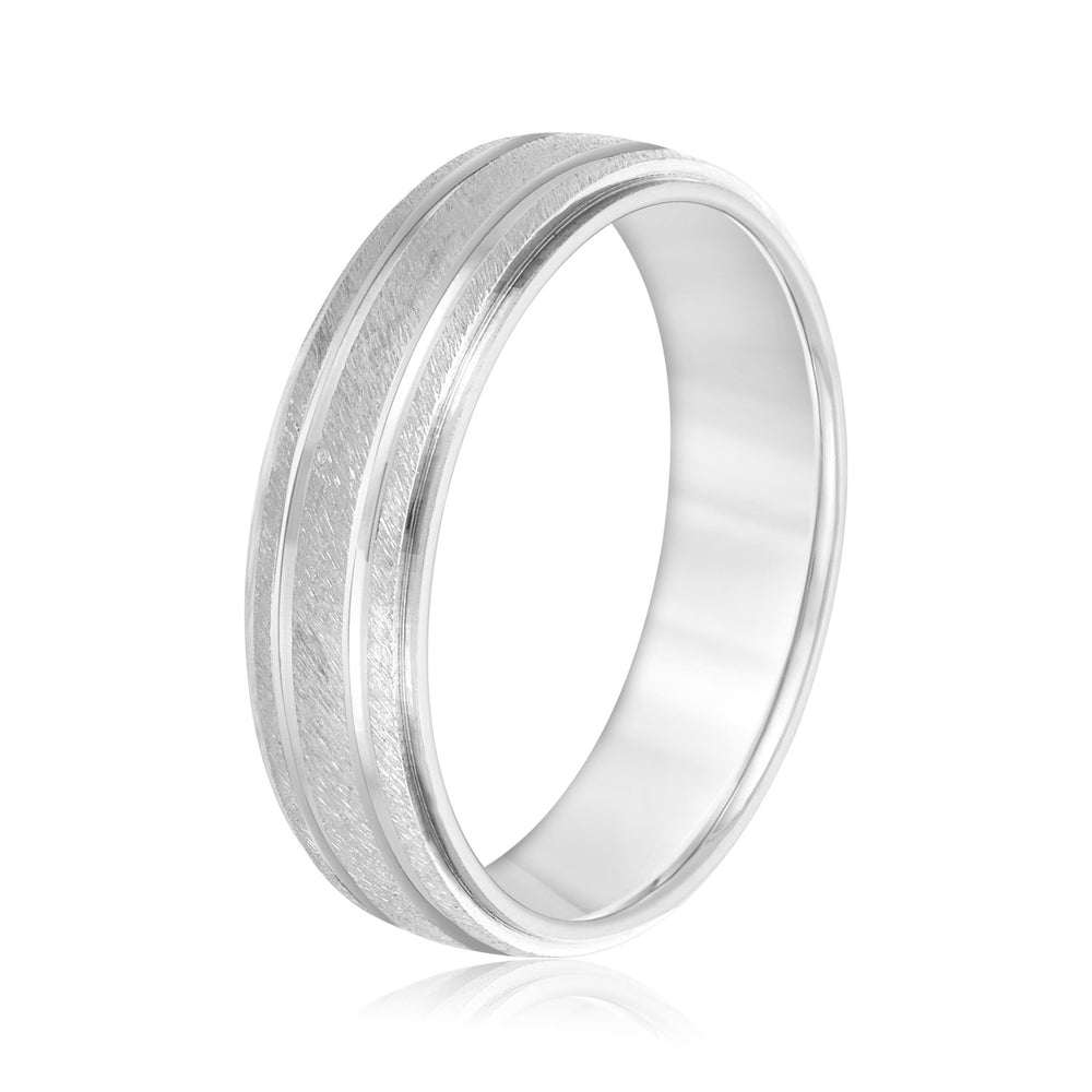 Bold Men's 5mm-8mm Carved Gold Band Bridal Look